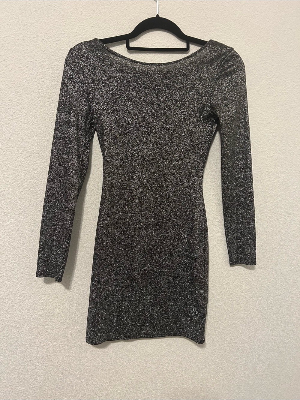 H&M Silver Shimmer Long-Sleeve Bodycon Dress